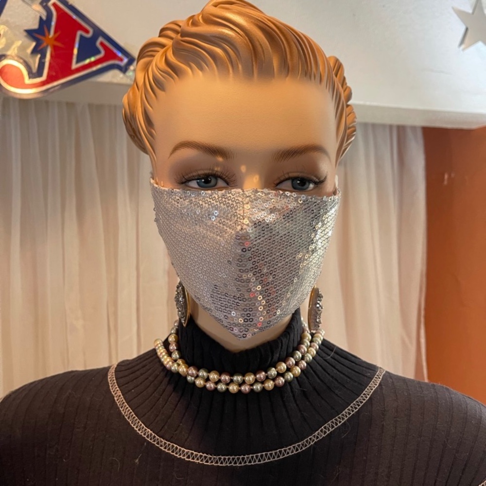 Silver Sequin Face Mask